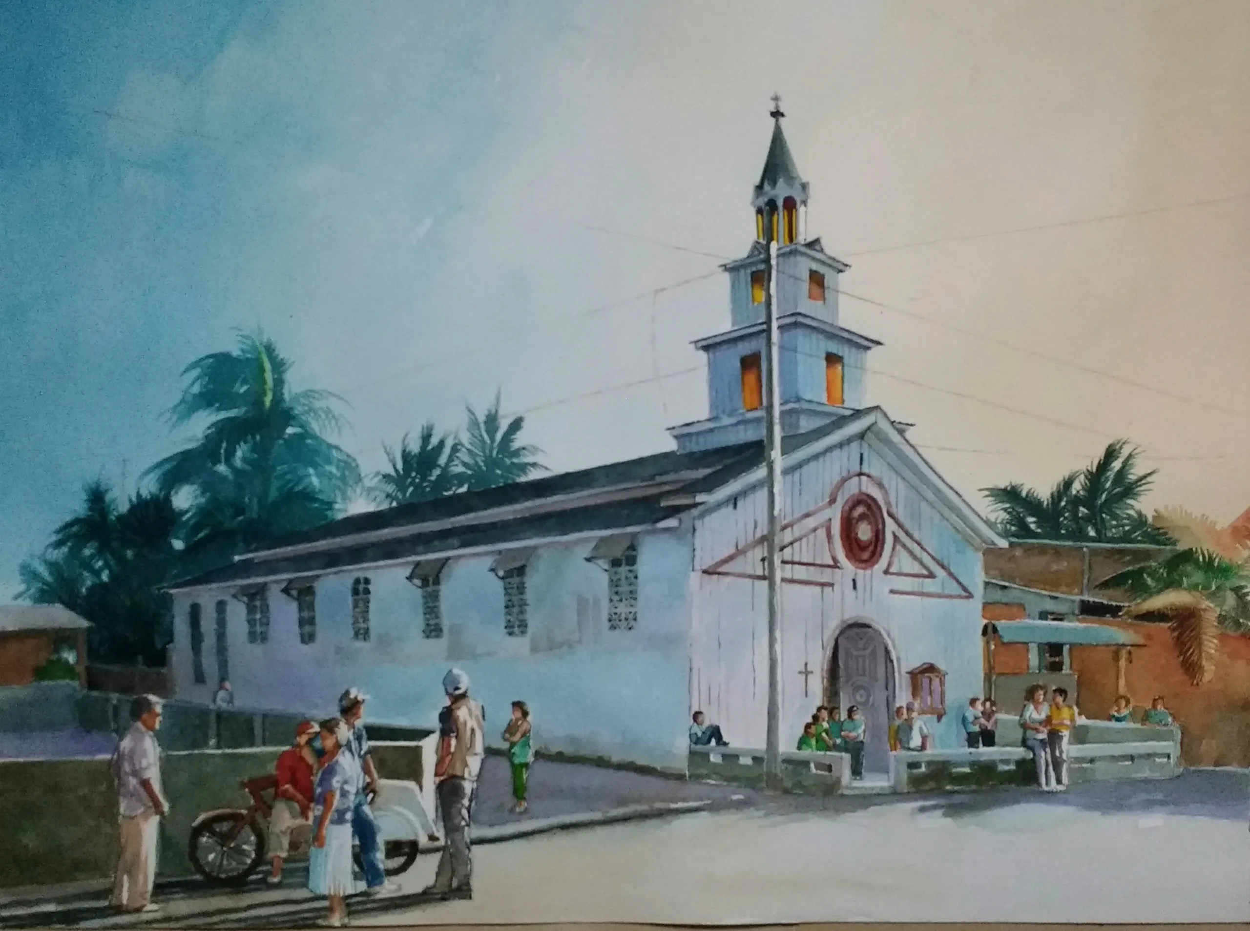 Iglesia de Palmar, acuarela sobre arches de 300 grs. de Fernando Naranjo Espinoza.